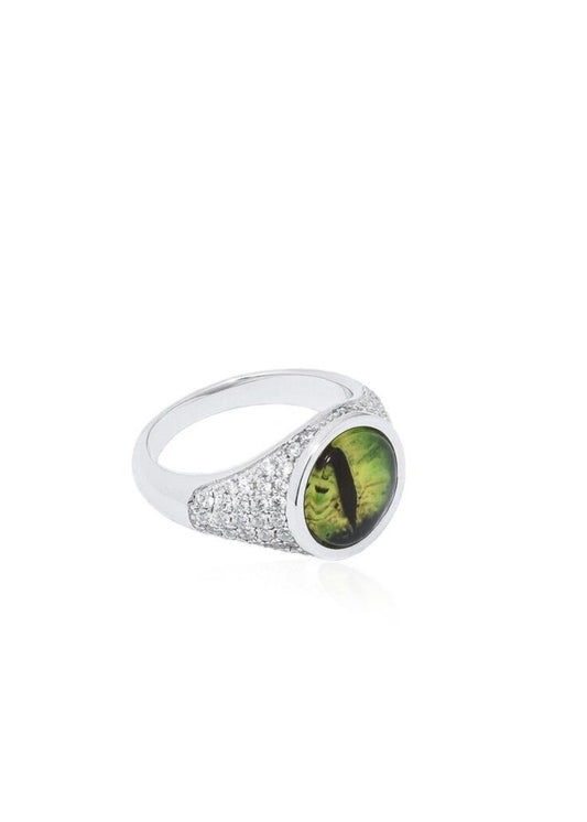 DRAGON EYE SILVER PINKY RING